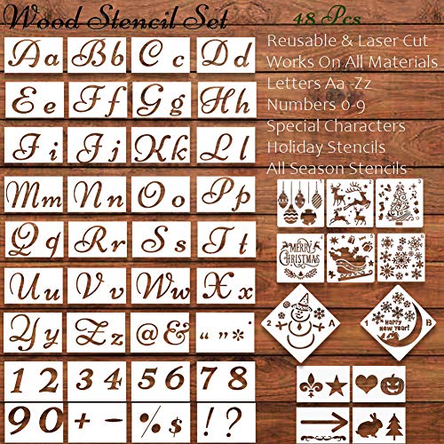 Letter Stencils,Christmas Stencils for Painting on Wood, Reusable ...