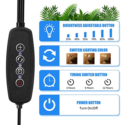 Oktrionce LED Grow Lights for Indoor Plants 3 Heads, Sunlike 270 L...