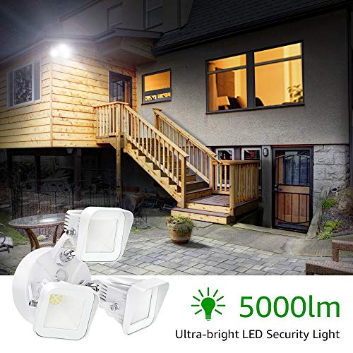 Olafus 2 Pack 50W LED Security Lights, 3-Head Outdoor Flood Light,...