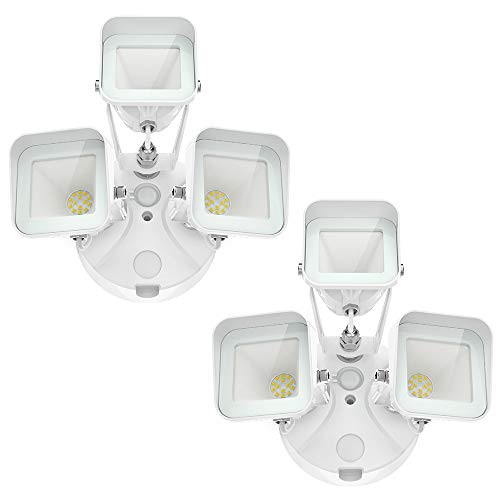 Olafus 2 Pack 50W LED Security Lights, 3-Head Outdoor Flood Light,...
