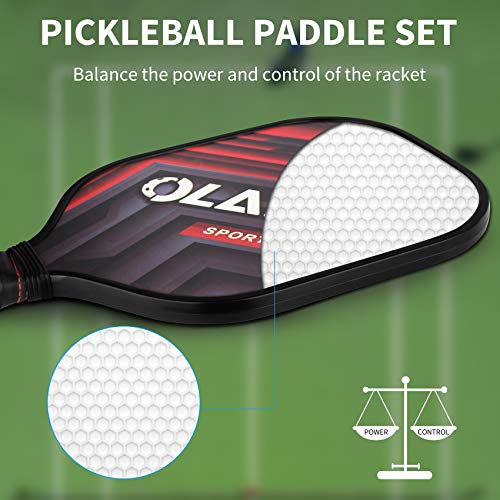 OLANNY Pickleball Paddles Set | Pickleball Set Includes 4 Pickleba...