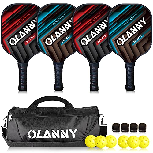 OLANNY Pickleball Paddles Set | Pickleball Set Includes 4 Pickleba...