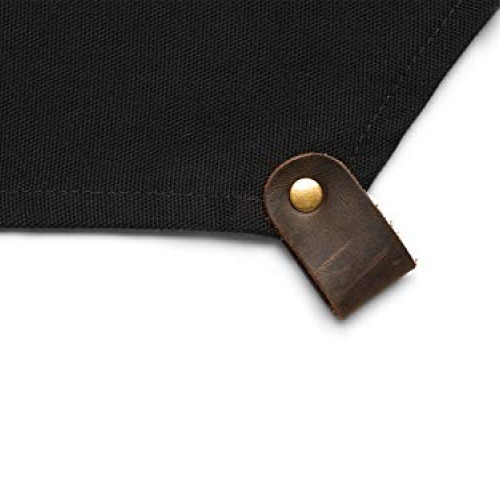 Black Work Apron in Canvas and Leather Heavy Duty olpr.