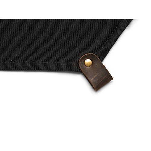 Black Work Apron in Canvas and Leather Heavy Duty olpr.