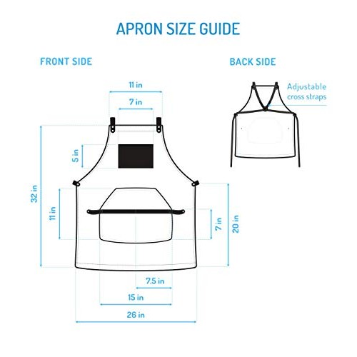 Black Work Apron in Canvas and Leather Heavy Duty olpr.