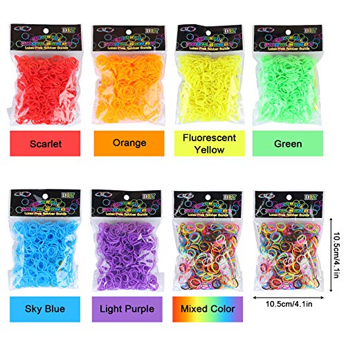 Olgaa 4200 Loom Rubber Bands, Multicolored Rubber Bands with 168 C...