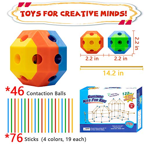 OLIKER Fort Building Kit for Kids 122 Pieces Ultimate Forts Builde...