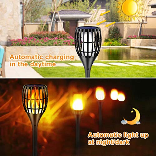 Ollivage Solar Lights Outdoor Upgraded, 43 Flickering Flames Torc...