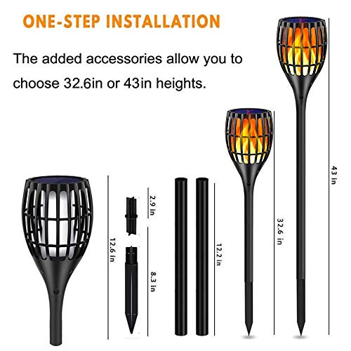 Ollivage Solar Lights Outdoor Upgraded, 43 Flickering Flames Torc...