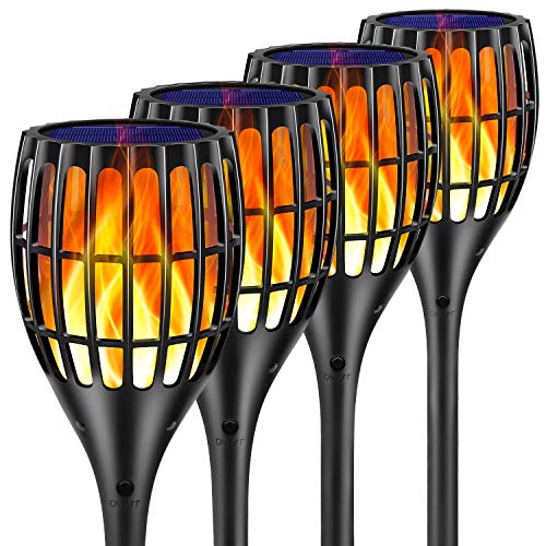 Ollivage Solar Lights Outdoor Upgraded, 43 Flickering Flames Torc...