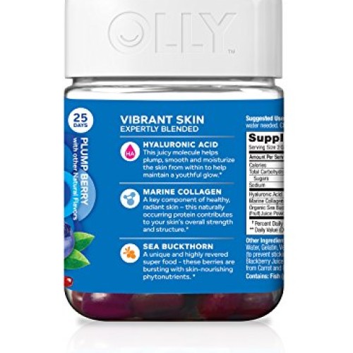 OLLY Vibrant Skin Gummy Supplement, with HYALURONIC ACID; Plump Be...