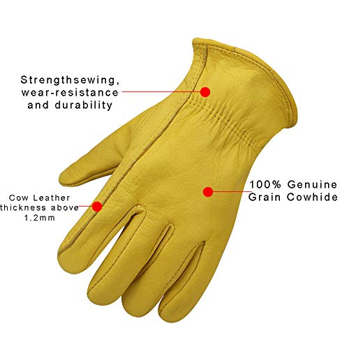 Heavy Duty Industrial Safety Gloves cowhide Leather Gloves for Rub...