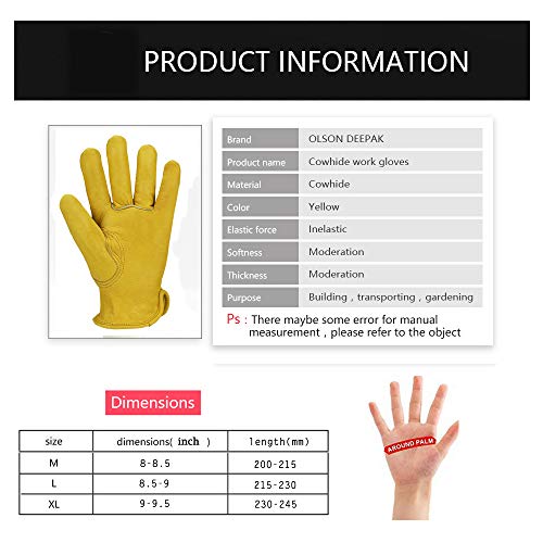 Heavy Duty Industrial Safety Gloves cowhide Leather Gloves for Rub...