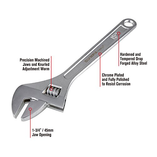 Olympia Tools Adjustable Wrench 01-015, 15 Inches