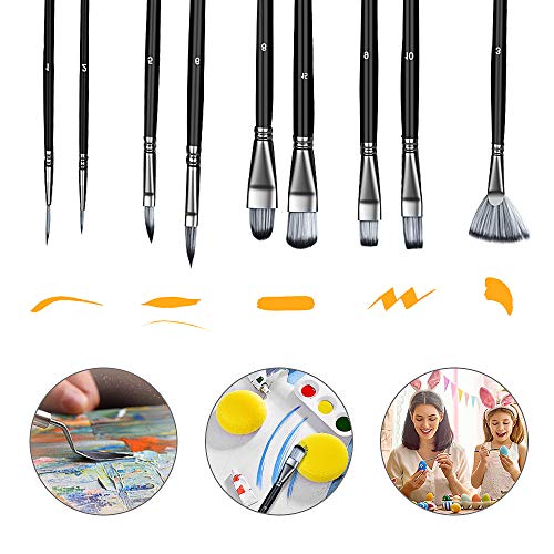 Artist Paint Brush Set,15Pcs Different Shapes & Sizes Paint Brushe...
