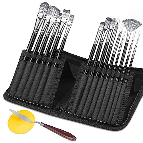 Artist Paint Brush Set,15Pcs Different Shapes & Sizes Paint Brushe...
