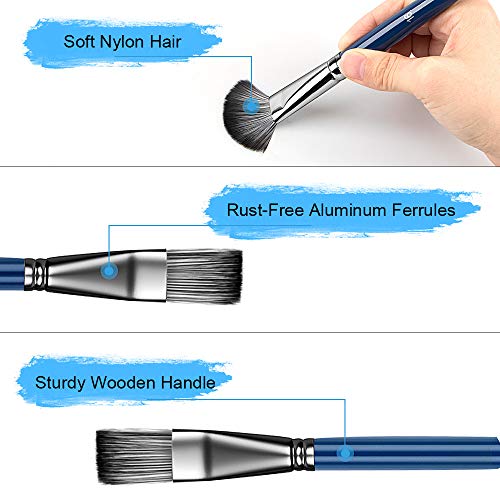 omitium Artist Paint Brush Set,16Pcs Different Shapes & Sizes Pain...