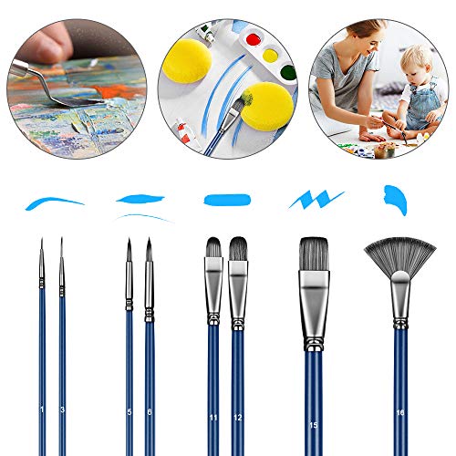 omitium Artist Paint Brush Set,16Pcs Different Shapes & Sizes Pain...