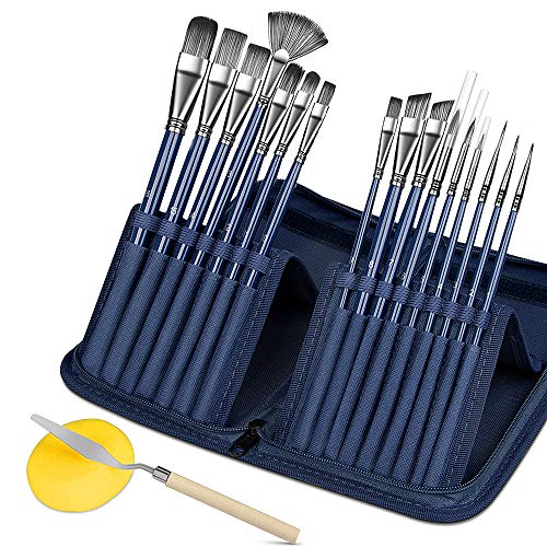omitium Artist Paint Brush Set,16Pcs Different Shapes & Sizes Pain...