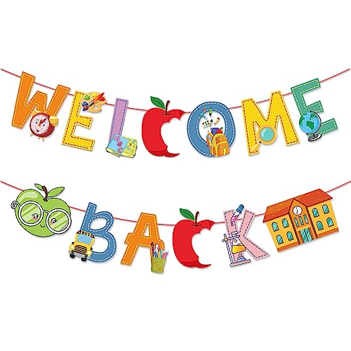 Back to School Banners Welcome Back Words Apples Hanging Banner, S...