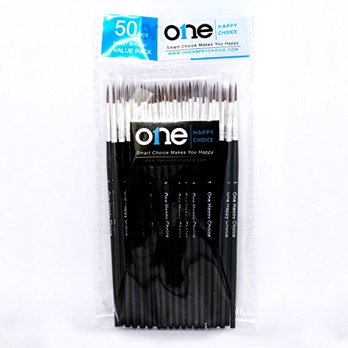 50 Pcs Pack of Synthetic Sable Fine Detail Paint Brushes Set for M...