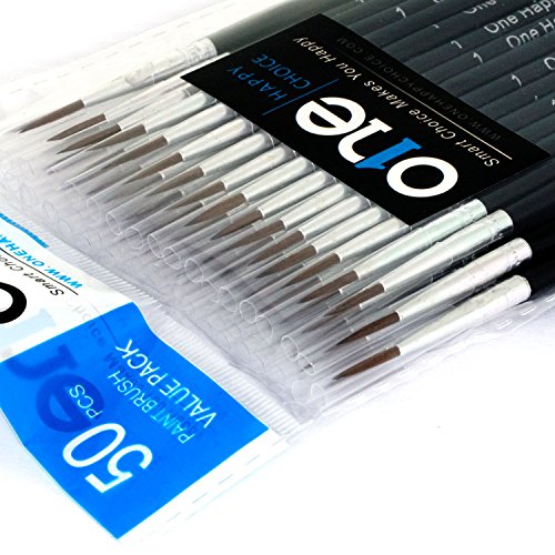 50 Pcs Pack of Synthetic Sable Fine Detail Paint Brushes Set for M...