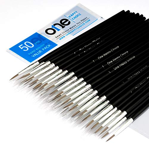50 Pcs Pack of Synthetic Sable Fine Detail Paint Brushes Set for M...