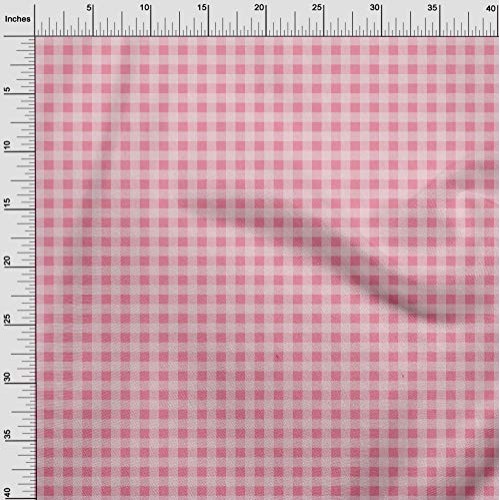 oneOone Polyester Lycra Medium Pink Fabric Gingham Check Dress Mat...
