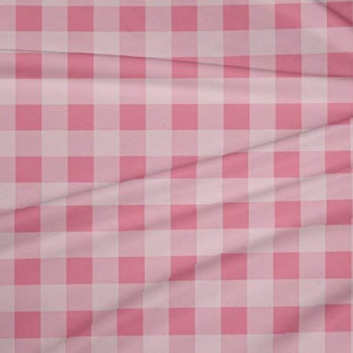 oneOone Polyester Lycra Medium Pink Fabric Gingham Check Dress Mat...