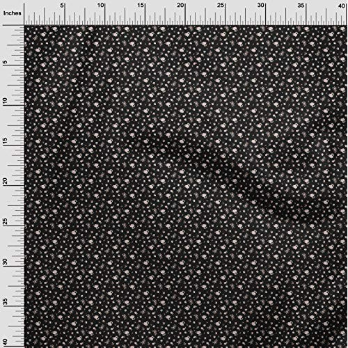 oneOone Viscose Chiffon Fabric Leaves & Flower Floral Print Sewing...