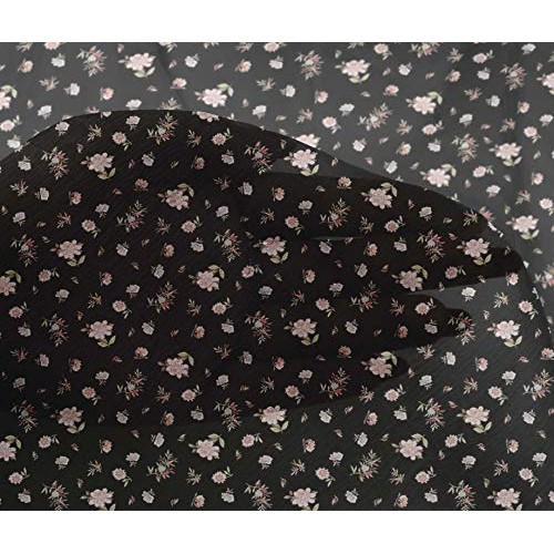 oneOone Viscose Chiffon Fabric Leaves & Flower Floral Print Sewing...