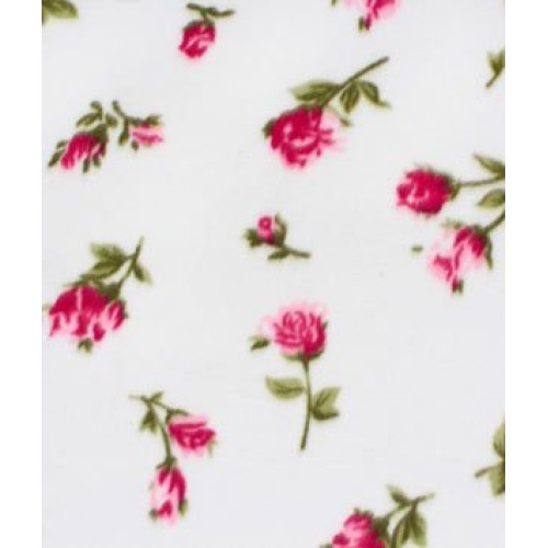 Red & White Roses Fleece Fabric - by the Yard