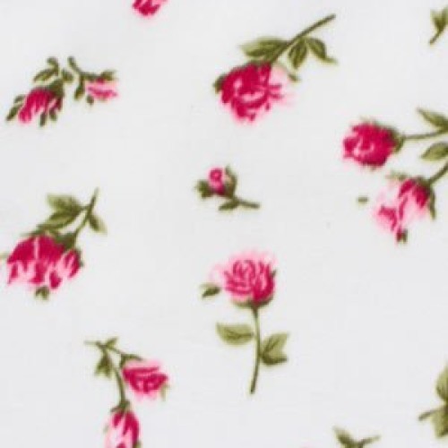 Red & White Roses Fleece Fabric - by the Yard