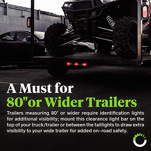 15 Red 9-LED Trailer Light Bar with Black Stainless Steel Bracket...