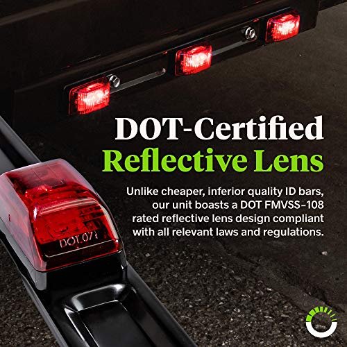 15 Red 9-LED Trailer Light Bar with Black Stainless Steel Bracket...