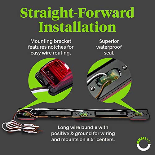 15 Red 9-LED Trailer Light Bar with Black Stainless Steel Bracket...