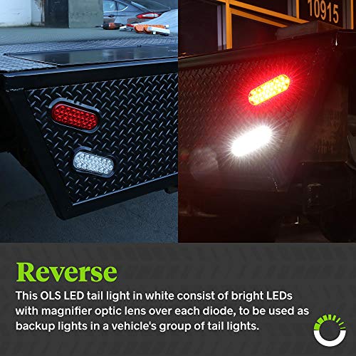 2pc 6 White Oval LED Reverse Trailer Tail Light Kit DOT FMVSS 10...