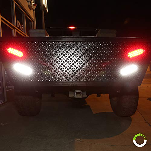 2pc 6 White Oval LED Reverse Trailer Tail Light Kit DOT FMVSS 10...