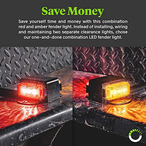 2pc 7 Amber + Red LED Trailer Fender Light Set DOT Approved SA...