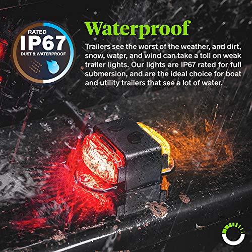 2pc 7 Amber + Red LED Trailer Fender Light Set DOT Approved SA...