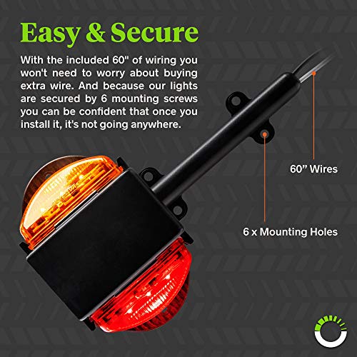 2pc 7 Amber + Red LED Trailer Fender Light Set DOT Approved SA...