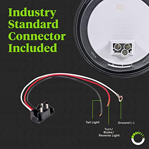 4 Red + 2 White 4 Round LED Trailer Tail Light Kit DOT Certified...
