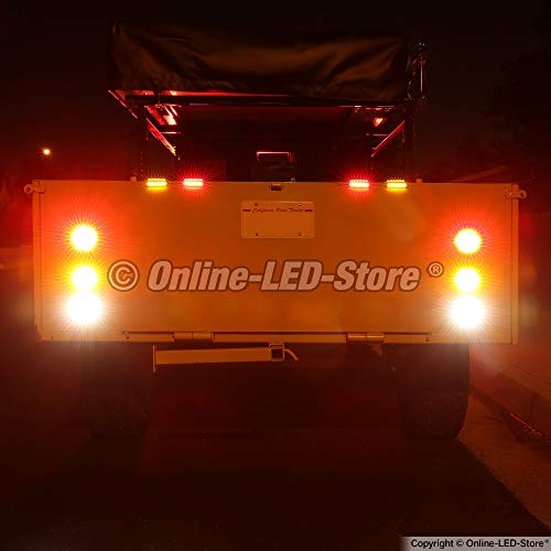 4 Red + 2 White 4 Round LED Trailer Tail Light Kit DOT Certified...