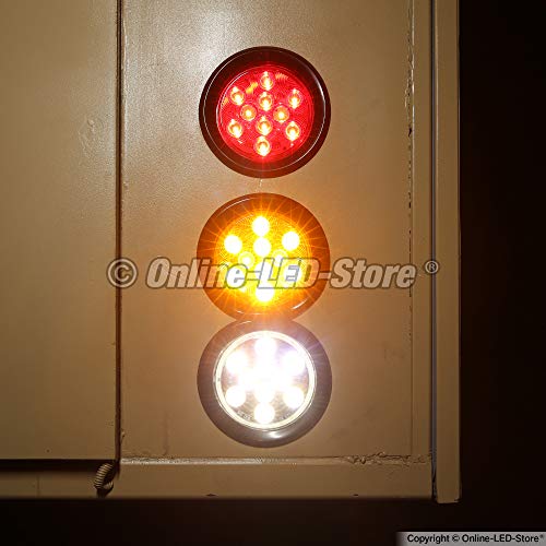 4 Red + 2 White 4 Round LED Trailer Tail Light Kit DOT Certified...