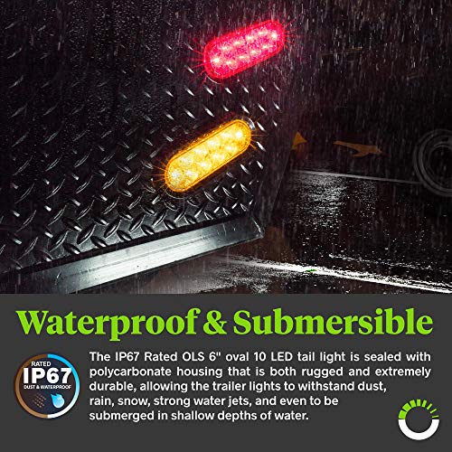 4pc 6 Red Oval LED Trailer Tail Light Kit DOT FMVSS 108 SAE S2...