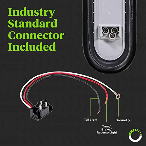 2pc 6 Red Oval LED Trailer Tail Light Kit DOT FMVSS 108 SAE ST...