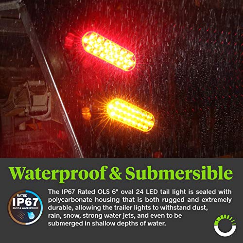 2pc 6 Red Oval LED Trailer Tail Light Kit DOT FMVSS 108 SAE ST...