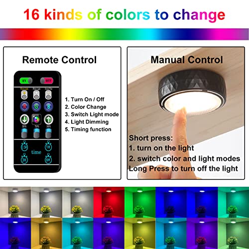 Onumii LED Puck Lights Battery Operated for Kitchen Closet, 16 Col...