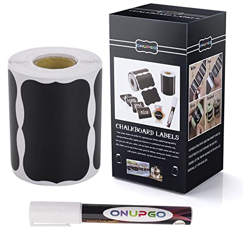 ONUPGO Chalkboard Labels-180pcs Waterproof Reusable Blackboard Sti...