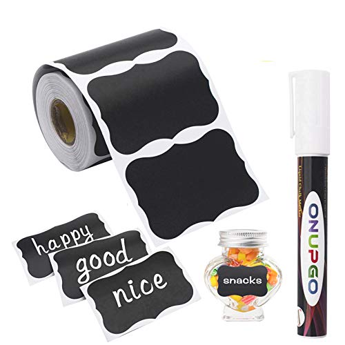 ONUPGO Chalkboard Labels-180pcs Waterproof Reusable Blackboard Sti...